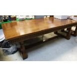 A modern oak refectory style dining table in 17th Century taste,