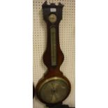 A 19th Century mahogany cased banjo barometer thermometer by C Volonte