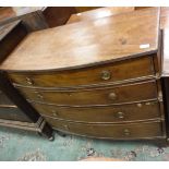 A 19th Century mahogany bow fronted chest of four drawers,