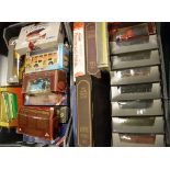Two boxes of assorted model cars and buses to include exclusive first editions 00 scale,