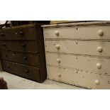 A Victorian simulated oak painted pine chest of two short over three drawers,