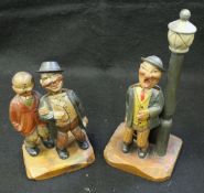 A 20th Century Continental carved wooden automaton lamp as a gentleman whistling,