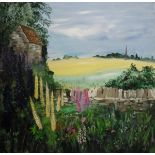 BERYL MAILE "A view of Kemble", oil on board,