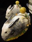 Two tureens in the form of hares,