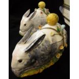 Two tureens in the form of hares,