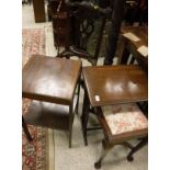 A mahogany centre table, a piano stool, an assortment of chairs,