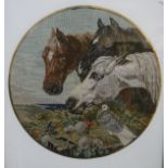 AFTER J F HERRING "Three friends" a study of three horse heads, needlework study,