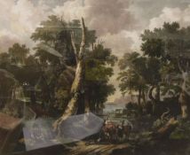 AFTER RAYSDALE "Landscape with trees", colour engraving,