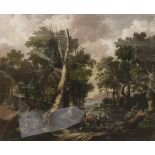 AFTER RAYSDALE "Landscape with trees", colour engraving,