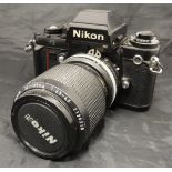 A Nikon F3 35mm camera with Nikkor lens