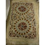 Three various mid 20th Century rugs with crewel work style floral decoration,