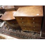 A 19th Century mahogany and satinwood strung commode as a chest of four drawers together with