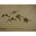 AFTER LEON DANCHIN (1887-1939) "Mallards in flight", colour print,