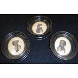 A collection of three 19th Century gold tinted silhouette portrait studies of two gentlemen and a