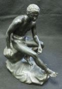 AFTER KARL AUGUST WILLHELM SOMMER (1839-1921) "Hermes seated upon a rock", patinated bronze study,