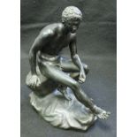 AFTER KARL AUGUST WILLHELM SOMMER (1839-1921) "Hermes seated upon a rock", patinated bronze study,