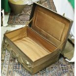 A Drew & Sons of Picadilly Circus travel case with brass mounts and leather trimmed outer carrying