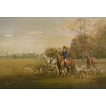 AFTER MADELEINE SELFE "The Duke of Beaufort with his hounds in Badminton Park 1973",