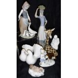 A collection of assorted china wares to include Lladro "Doves of Peace", a figurine,