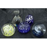 Assorted glass paperweights to include examples by Caithness "Moon Crystal",