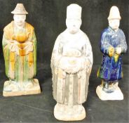 Three Chinese pottery figures in the Tang/Ming style