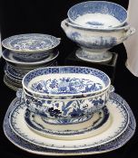 A collection of blue and white wares,