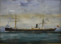 19TH CENTURY EUROPEAN SCHOOL - two watercolours and gouache studies of the SS Menzaleh,
