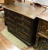 An oak chest of drawers in the Jacobean manner,