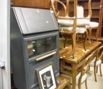 A collection of furniture comprising a marquetry inlaid coffee table with brass galleried top to