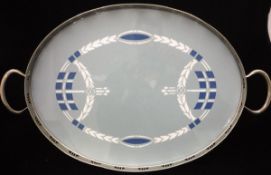 A 1930's Villeroy & Boch oval twin-handled tray marked verso "Villeroy & Boch Dresden Saxony 2519"