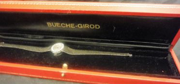 A 9 carat white gold ladies wrist watch by Bueche-Girod,