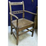 Four assorted 19th Century East Anglian oak panel seated chairs (probably Suffolk)