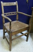 Four assorted 19th Century East Anglian oak panel seated chairs (probably Suffolk)