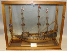 A 20th Century hand-built boat model of "The Sovereign of The Seas",