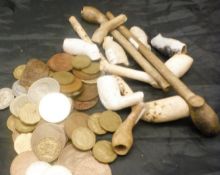 A large quantity of 17th Century and later British coinage and clay pipes