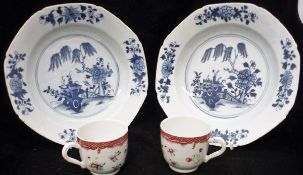 A pair of 18th Century Chinese blue and white soup plates,