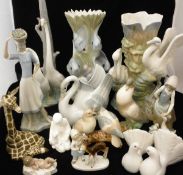 A collection of assorted china wares to include Lladro "Doves of Peace", a figurine,