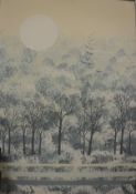 PETER JOHNSON "Woods in winter", oil on canvas, signed lower right,