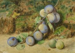 EMILY DOWN KELLEY "Plums on vine", watercolour, signed verso, dated 1888, together with A.