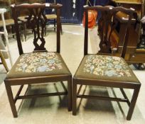 A pair of 18th Century splat back dining chairs in the Chippendale manner,