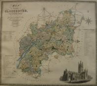 AFTER C & J GREENWOOD "Map of the County of Gloucester", coloured engraving,