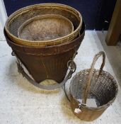 Five various tribal baskets CONDITION REPORTS Handled basket - approx 22 cm high