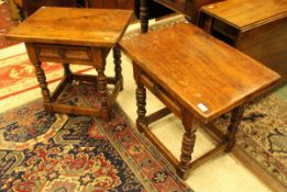A pair of modern walnut and pine occasional tables in the 17th Century Spanish manner,