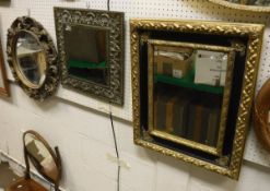Three assorted wall mirrors to include rectangular wall mirror in moulded gilt frame,