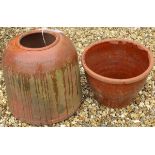 A terracotta rhubarb forcer stamped "Sankes Ltd Bulwell Notts" and a further glazed terracotta pot