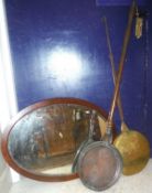 A 17th Century Dutch iron-handled brass warming pan,