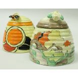 A Clarice Cliff "Lorna" pattern honey pot with cover,