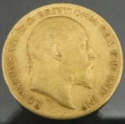 A 1905 gold half sovereign