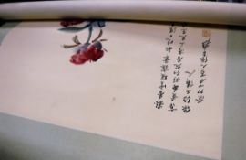 A Chinese watercolour scroll with script to top left hand corner CONDITION REPORTS