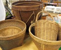 Five various tribal baskets CONDITION REPORTS Handled basket - approx 22 cm high